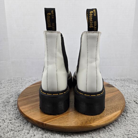 Dr. Martens Womens 8 Style 2976 Quad Smooth White Leather Platform Chelsea Boots - Picture 5 of 16